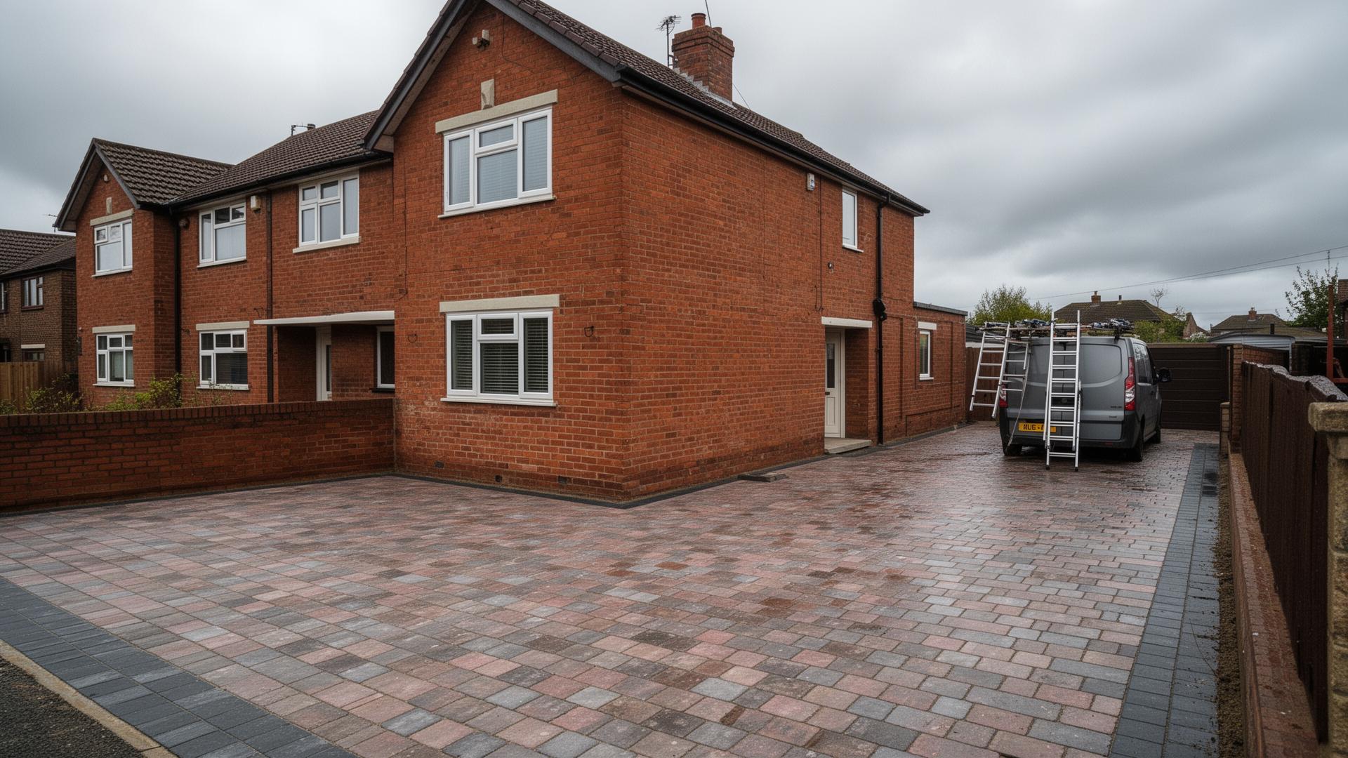 Block paving driveway in front of a North West home